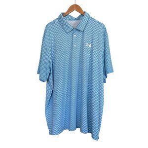 Under Armour Mens The Playoff Polo Blue Patterned 3XL Loose Fit Golf Shirt
